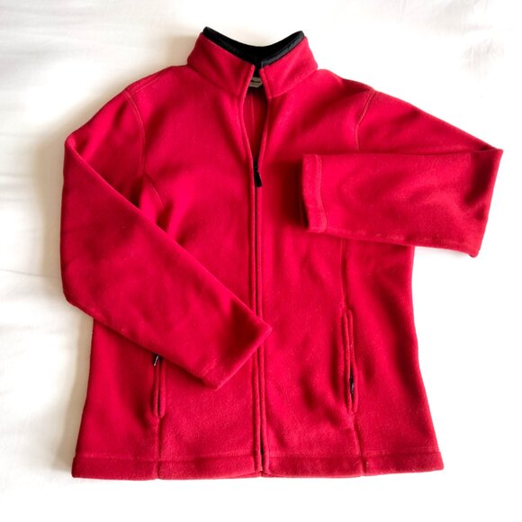 Eddie Bauer Red Fleece Zippered Jacket Unisex MEDIUM - Picture 2 of 10